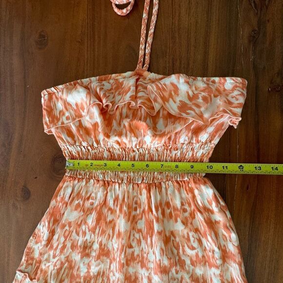 Mudd Beautiful orange/white tribal print halter maxi dress  EUC SZ M - Picture 6 of 9